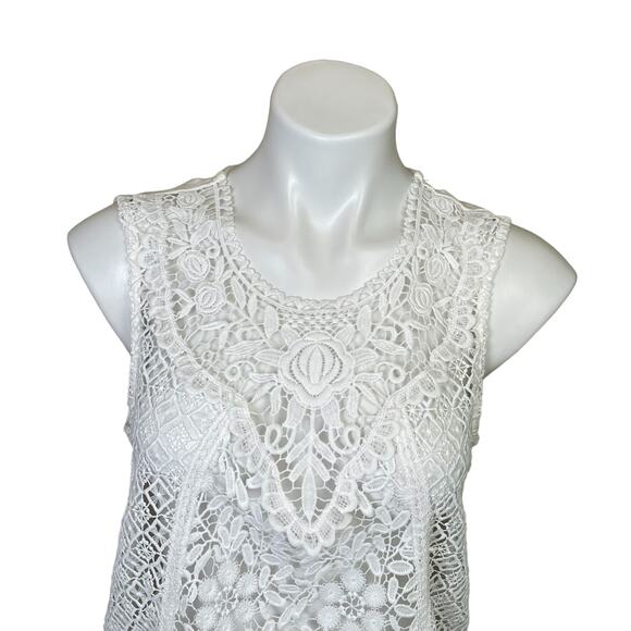 Anthropologie | Women's Tiny White Lace Front Sleeveless Top | Size: M - Picture 2 of 6